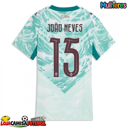 Camisa de Futebol Portugal Joao Neves #15 Equipamento Secundário Mulheres Mundo 2026 Manga Curta